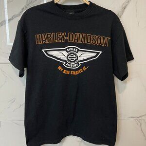 Harley-Davidson, Black, White, Orange T-Shirt, Size: M, Unisex